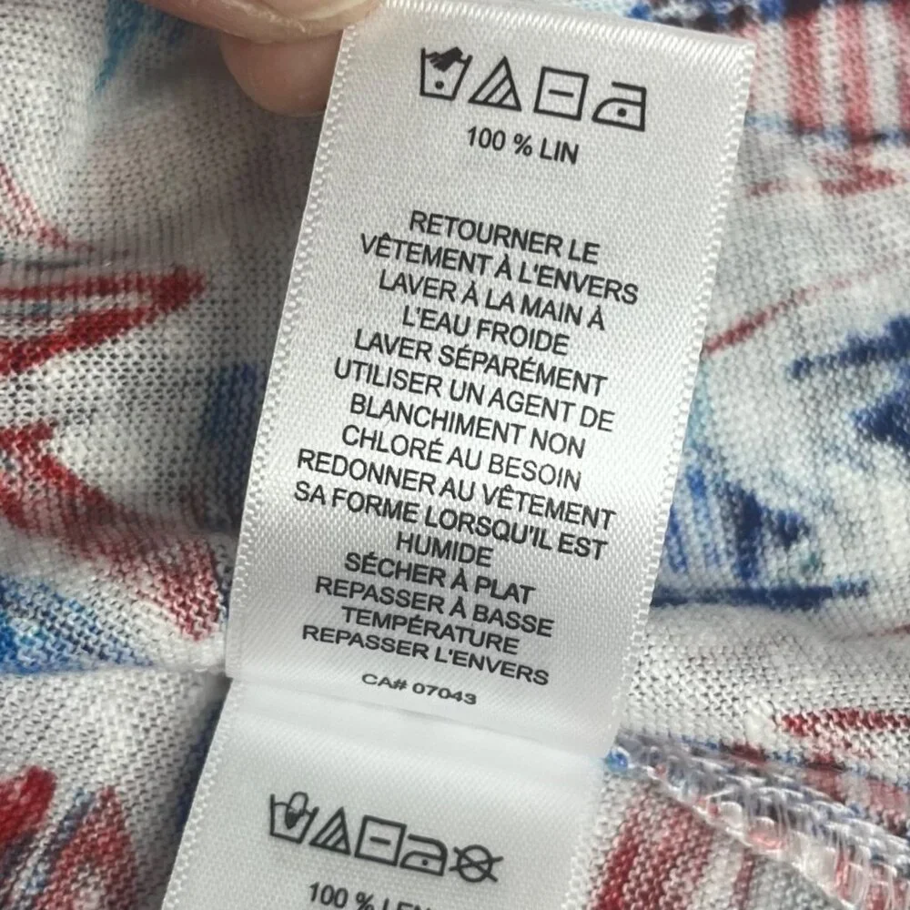 Willi Smith Linen Tank Top Small Red White Blue Sleeveless Patriotic Summer Boat - Picture 9 of 9